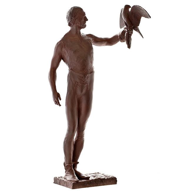 “Falconer”, bronze, 18"x8"x4" by Simon Kogan
